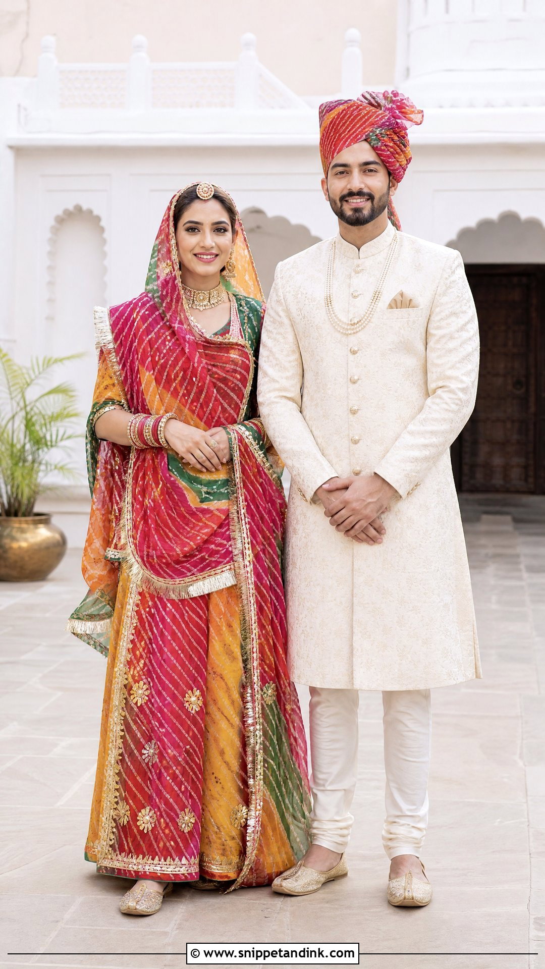 Leheriya Rajputi Couple Outfit - Snippet and Ink - 20 Rajputi Couple Ideas