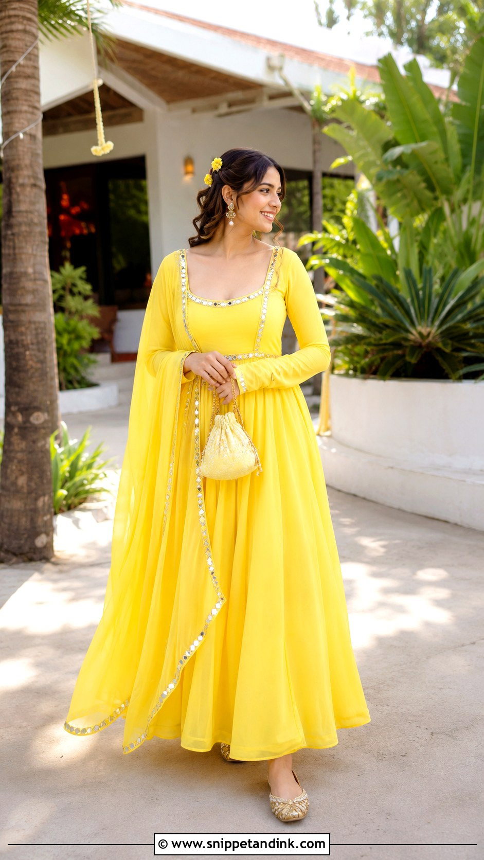 Lemon Yellow Haldi Dress - Snippet and Ink - 30 Haldi Function Dress Ideas