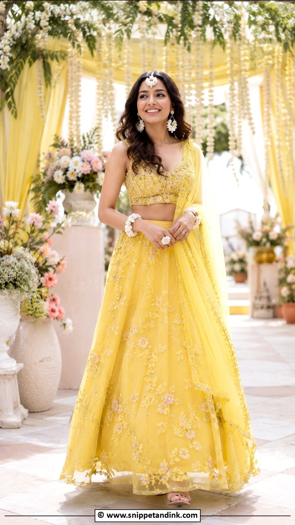 Lemon Yellow Lehenga For Haldi Bride - Snippet and Ink - 30 Haldi Bridal Outfit Ideas