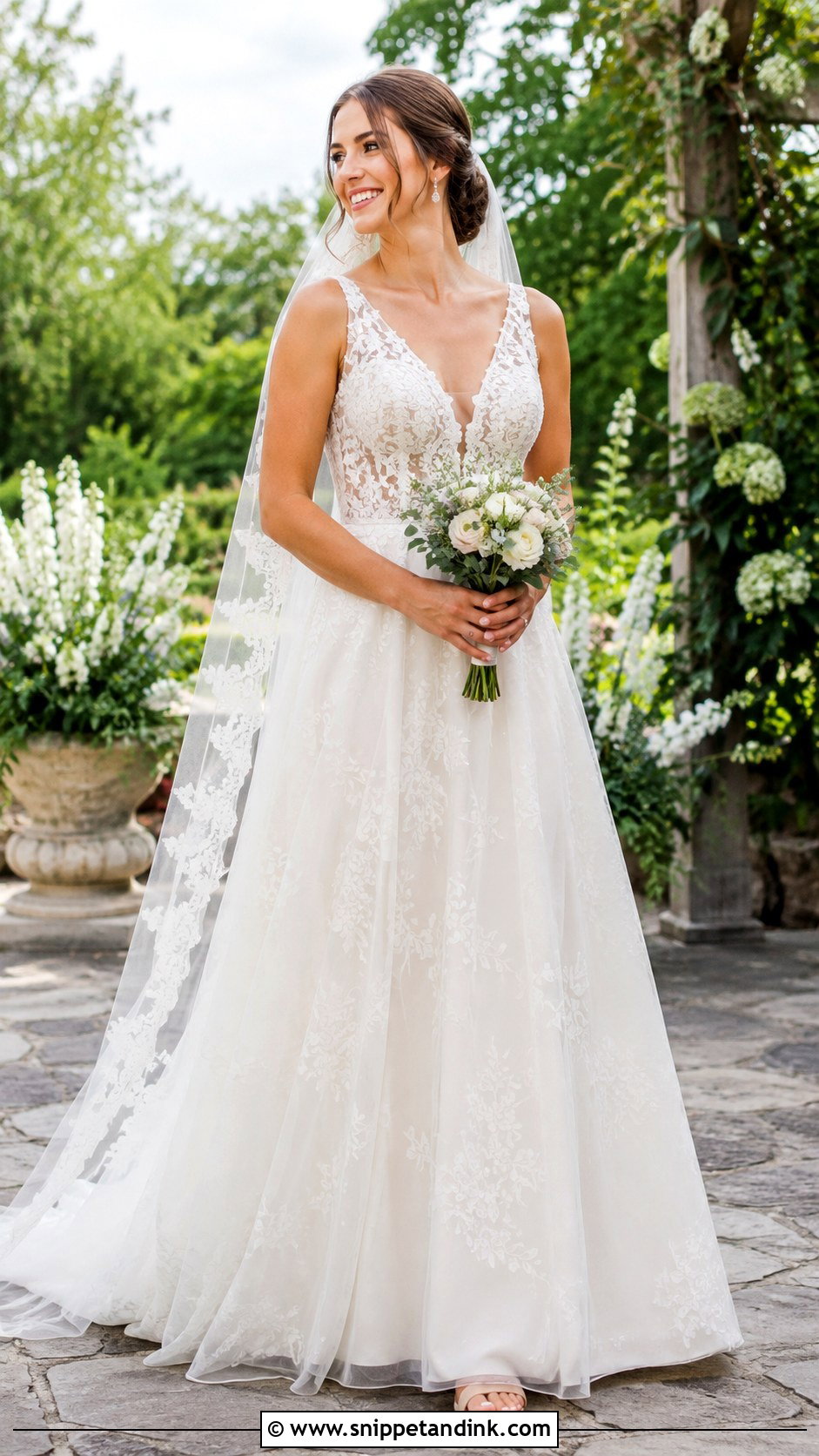 Lesbian Wedding A Line Lace Dress - Snippet and Ink - 20 Lesbian Wedding Dress Ideas