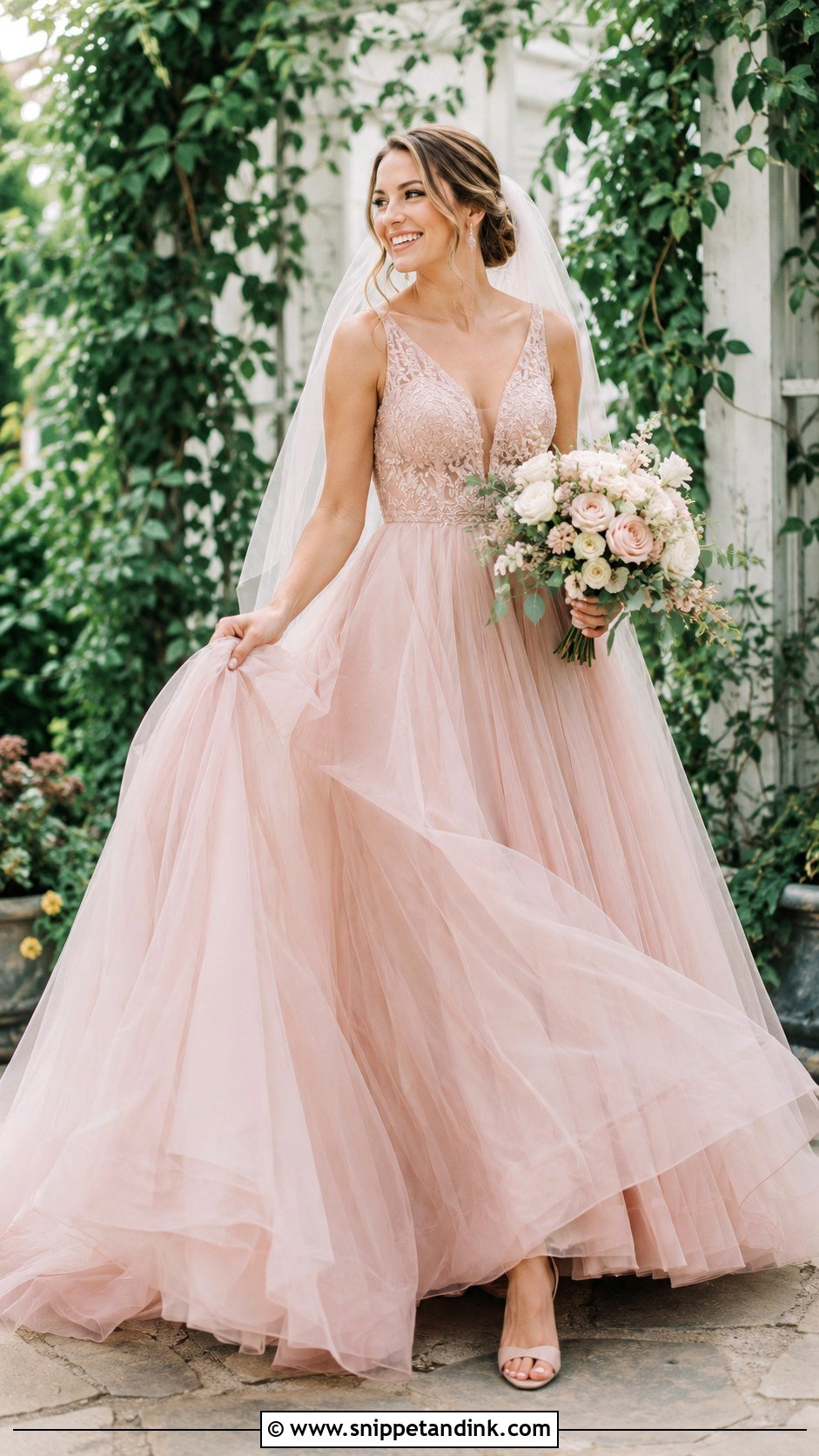 Lesbian Wedding Blush Bridal Dress - Snippet and Ink - 20 Lesbian Wedding Dress Ideas