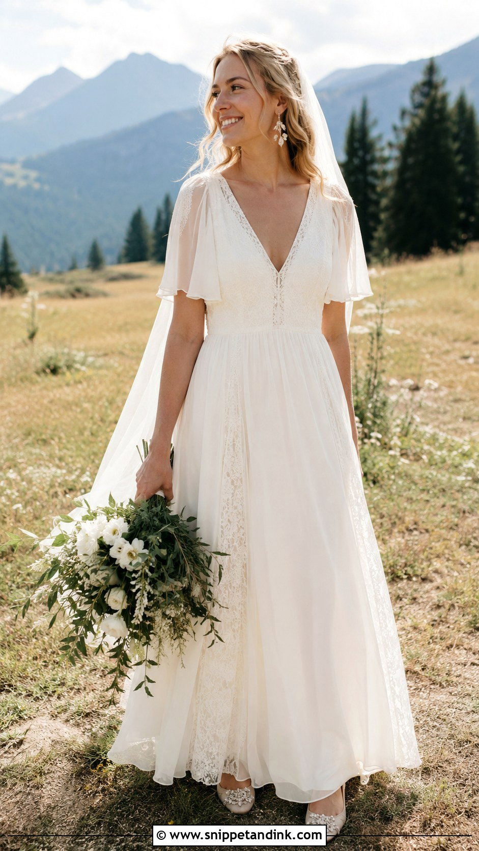 Lesbian Wedding Boho Chiffon Dress - Snippet and Ink - 20 Lesbian Wedding Dress Ideas