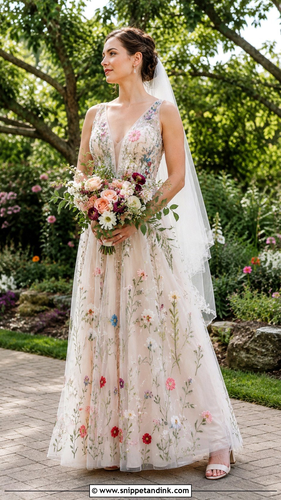 Lesbian Wedding Floral Embroidered Dress - Snippet and Ink - 20 Lesbian Wedding Dress Ideas