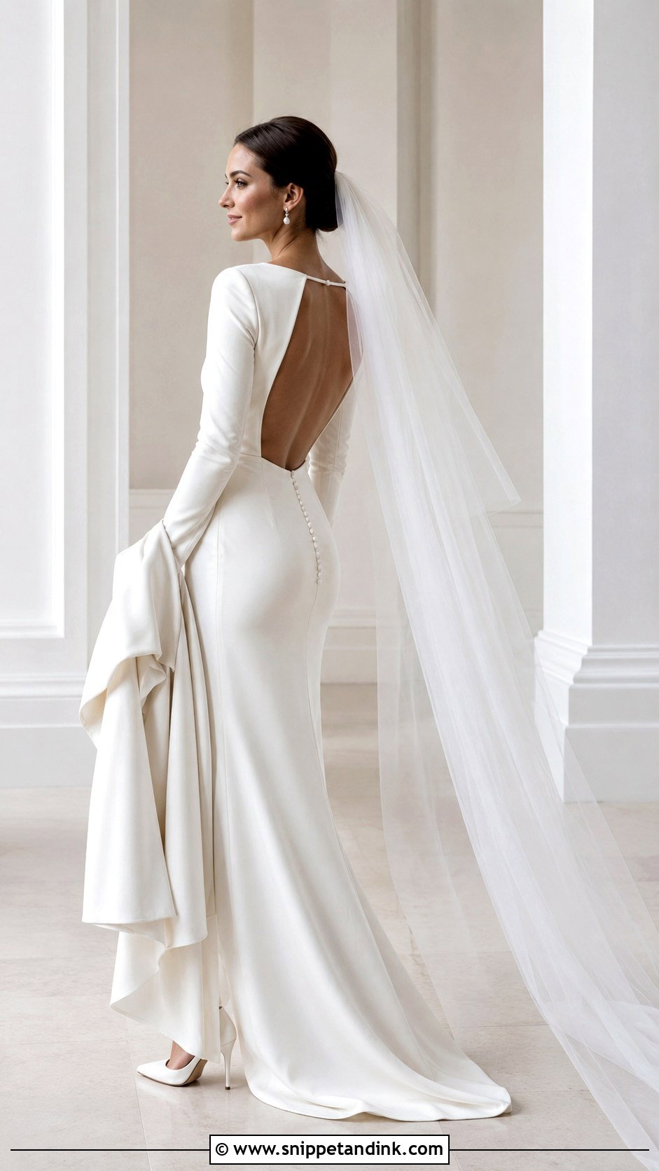 Lesbian Wedding Long Sleeve Crepe Dress - Snippet and Ink - 20 Lesbian Wedding Dress Ideas