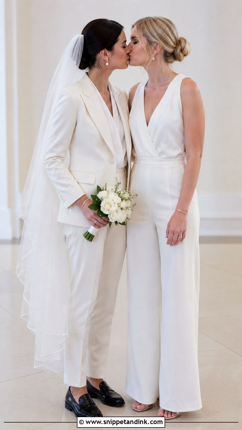 Lesbian Wedding Outfit With Veil - Snippet and Ink - 30 Lesbian Wedding Outfits