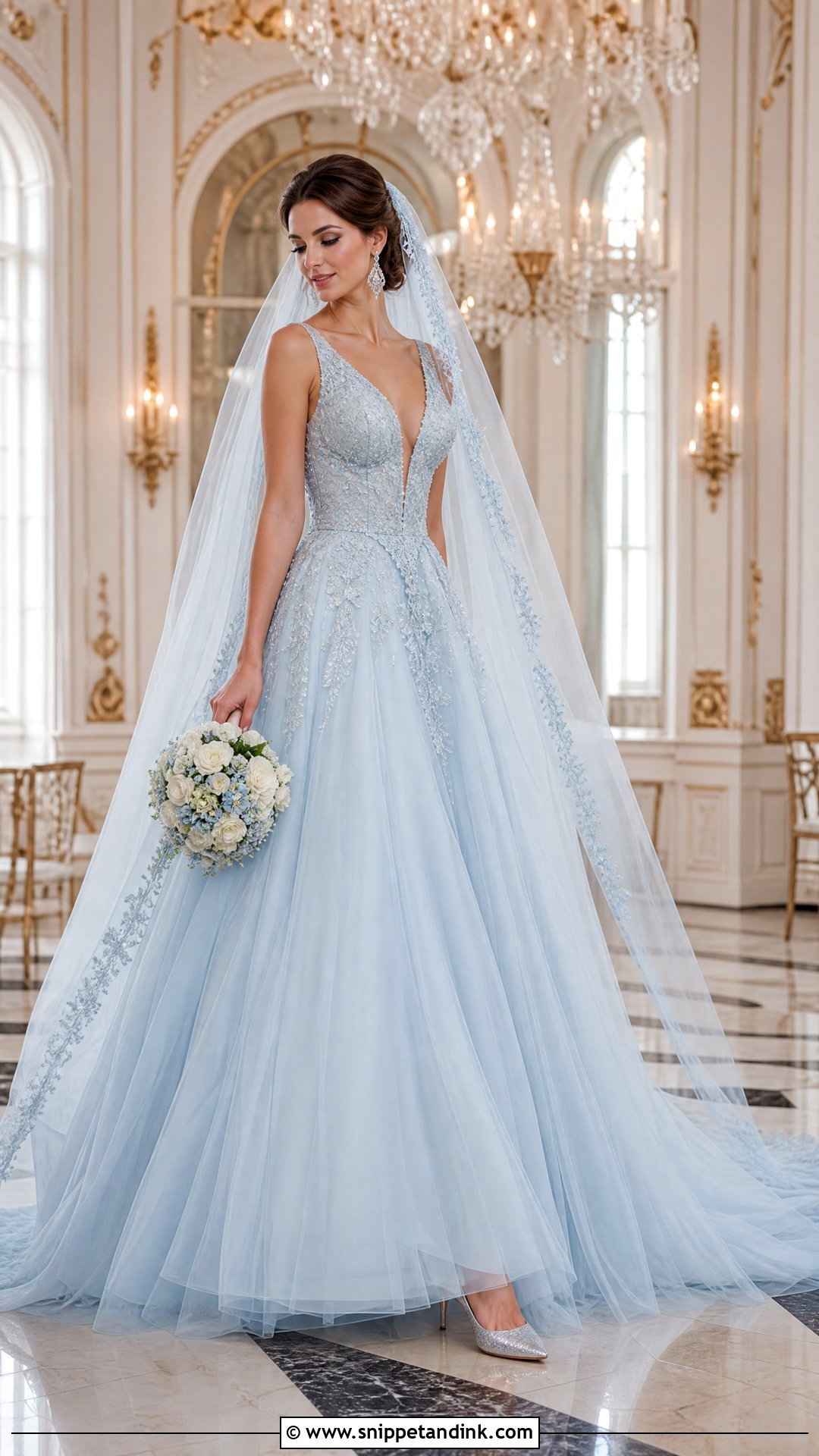 Light Blue Ball Gown Bridal Look - Snippet and Ink - 20 Blue Bride Ideas
