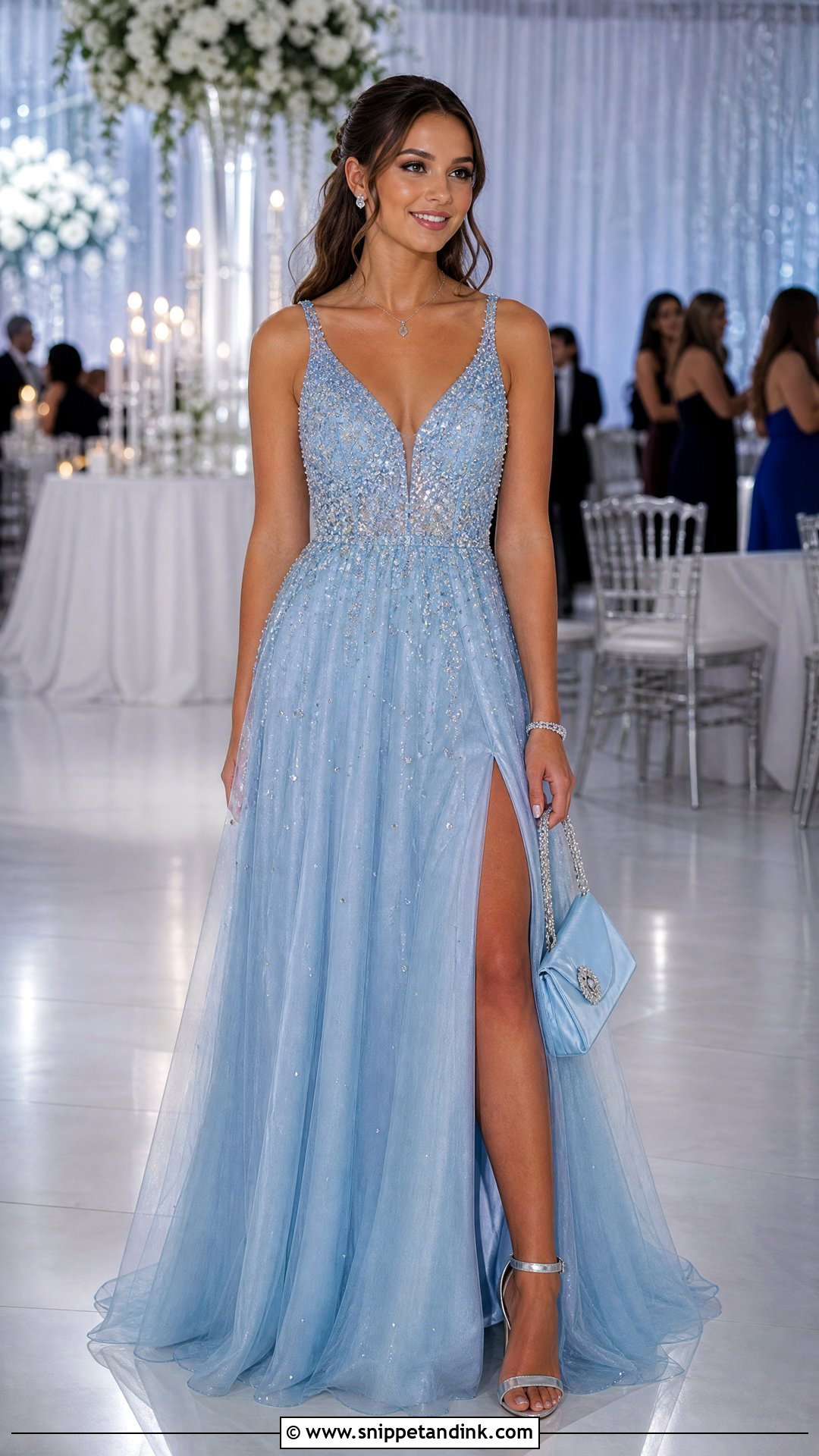 Light Blue Beaded Tulle Gown - Snippet and Ink - 20 Tulle Gowns