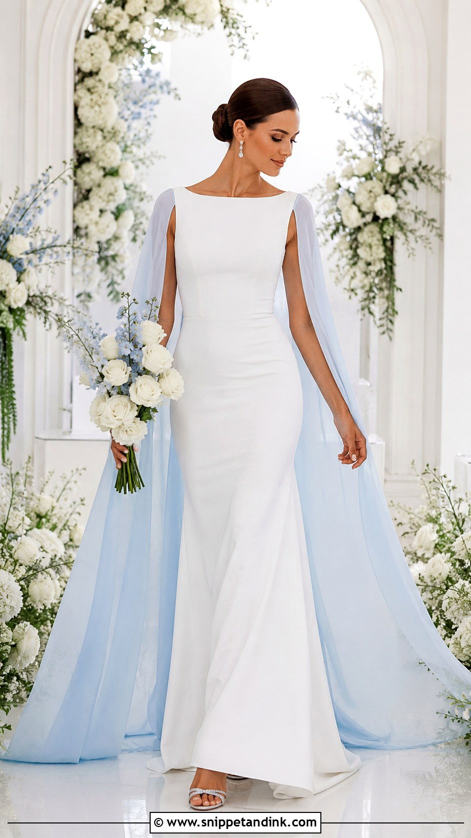 Light Blue Cape Sleeve Wedding Dress - Snippet and Ink - 20 Light Blue Wedding Dress the Bride Ideas