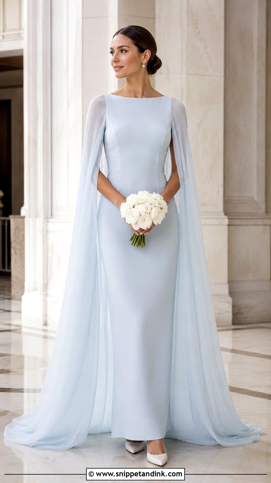 Light Blue Cape Wedding Dress - Snippet and Ink - 30 Light Blue Wedding Dress Ideas