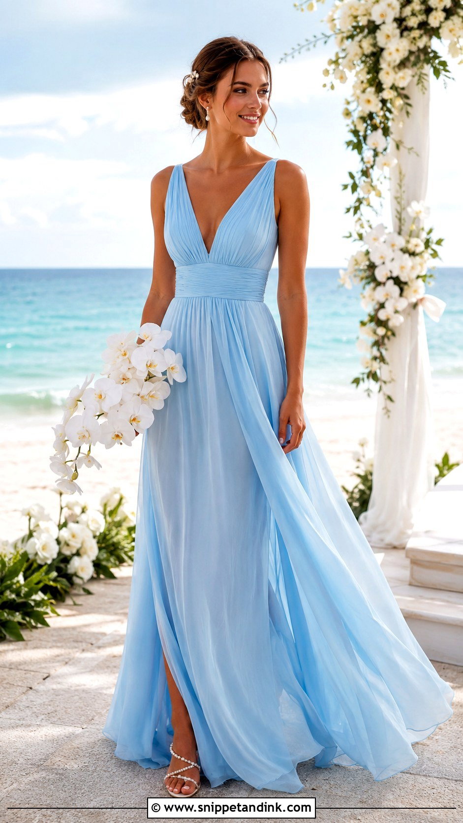 Light Blue Chiffon Beach Wedding Dress - Snippet and Ink - 20 Light Blue Wedding Dress the Bride Ideas