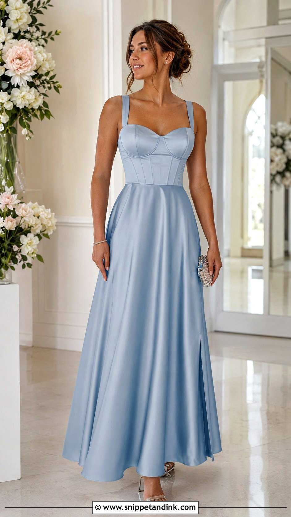 Light Blue Corset Bodice Maid of Honor Dress - Snippet and Ink - 20 Light Blue Maid of Honor Dress Ideas