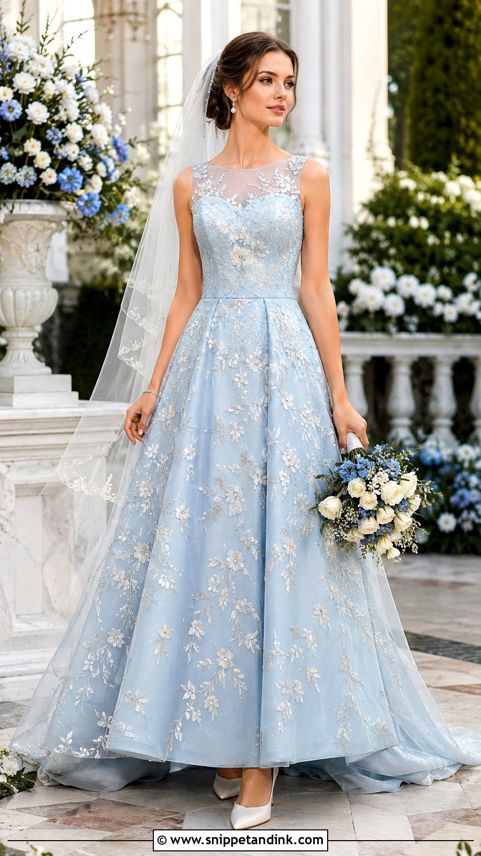 Light Blue Embroidered Wedding Dress - Snippet and Ink - 20 Light Blue Wedding Dress the Bride Ideas