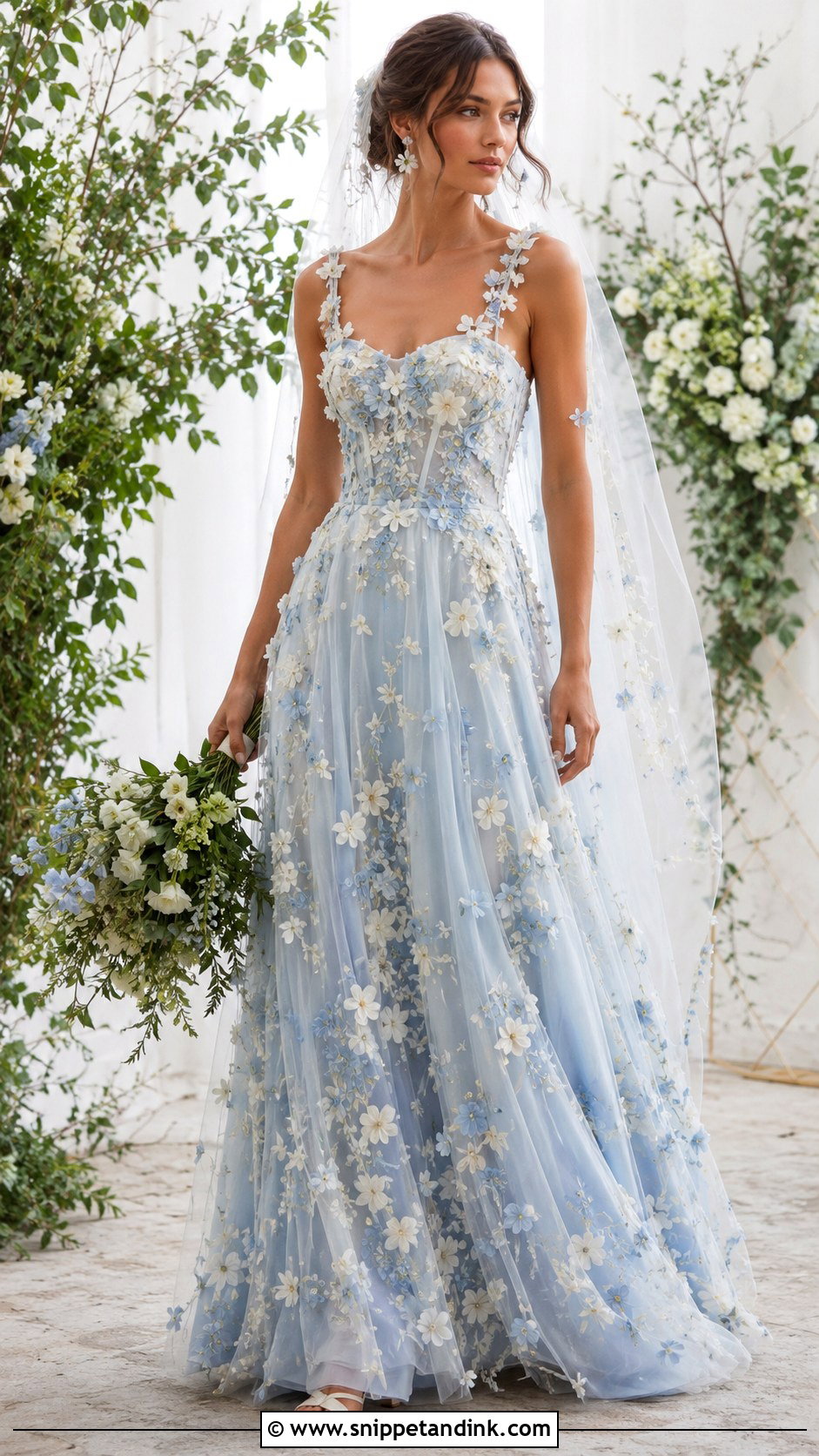 Light Blue Floral Applique Wedding Dress - Snippet and Ink - 20 Light Blue Wedding Dress the Bride Ideas