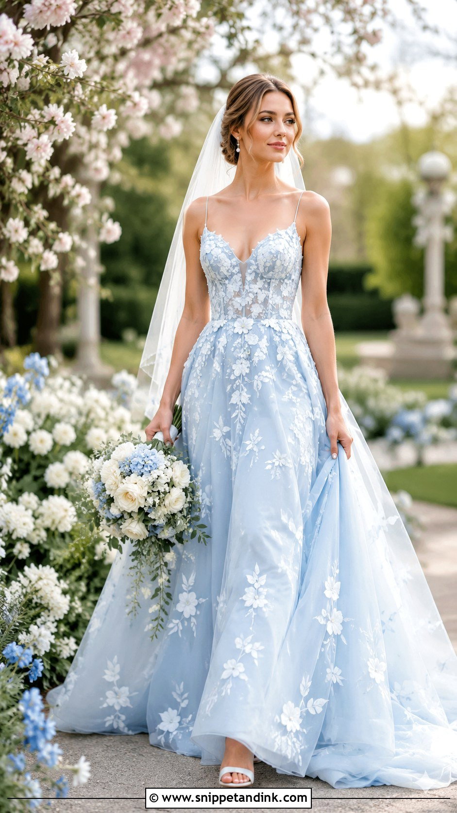 Light Blue Floral Wedding Dress - Snippet and Ink - 30 Light Blue Wedding Dress Ideas