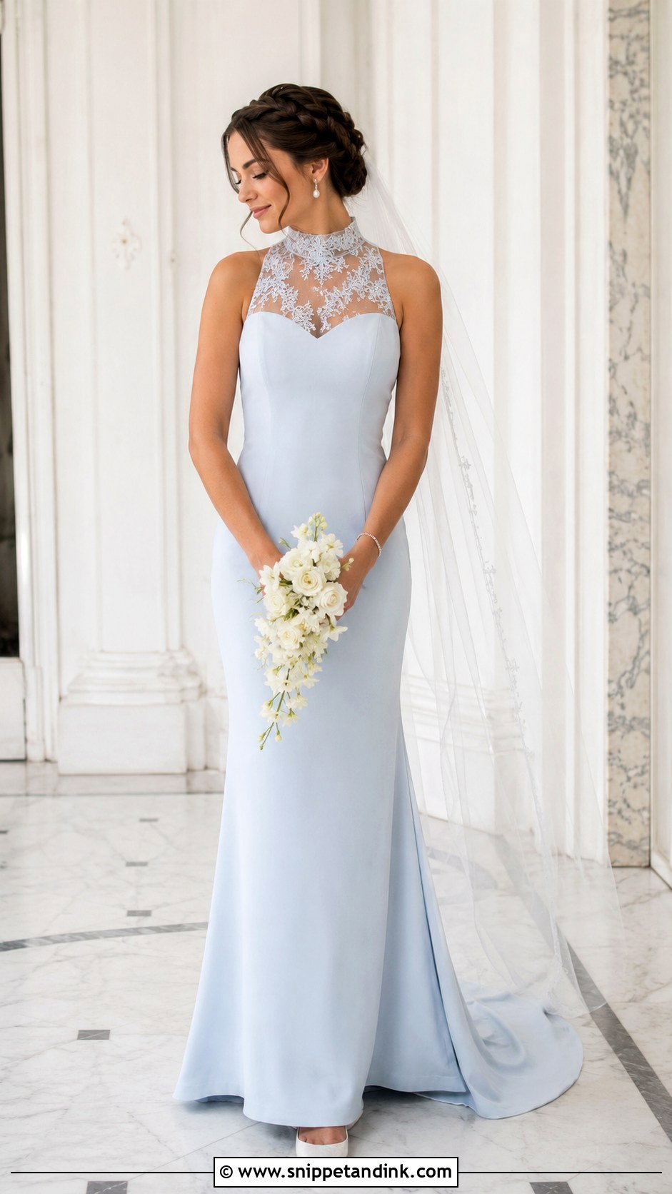Light Blue High Neck Wedding Dress - Snippet and Ink - 20 Light Blue Wedding Dress the Bride Ideas