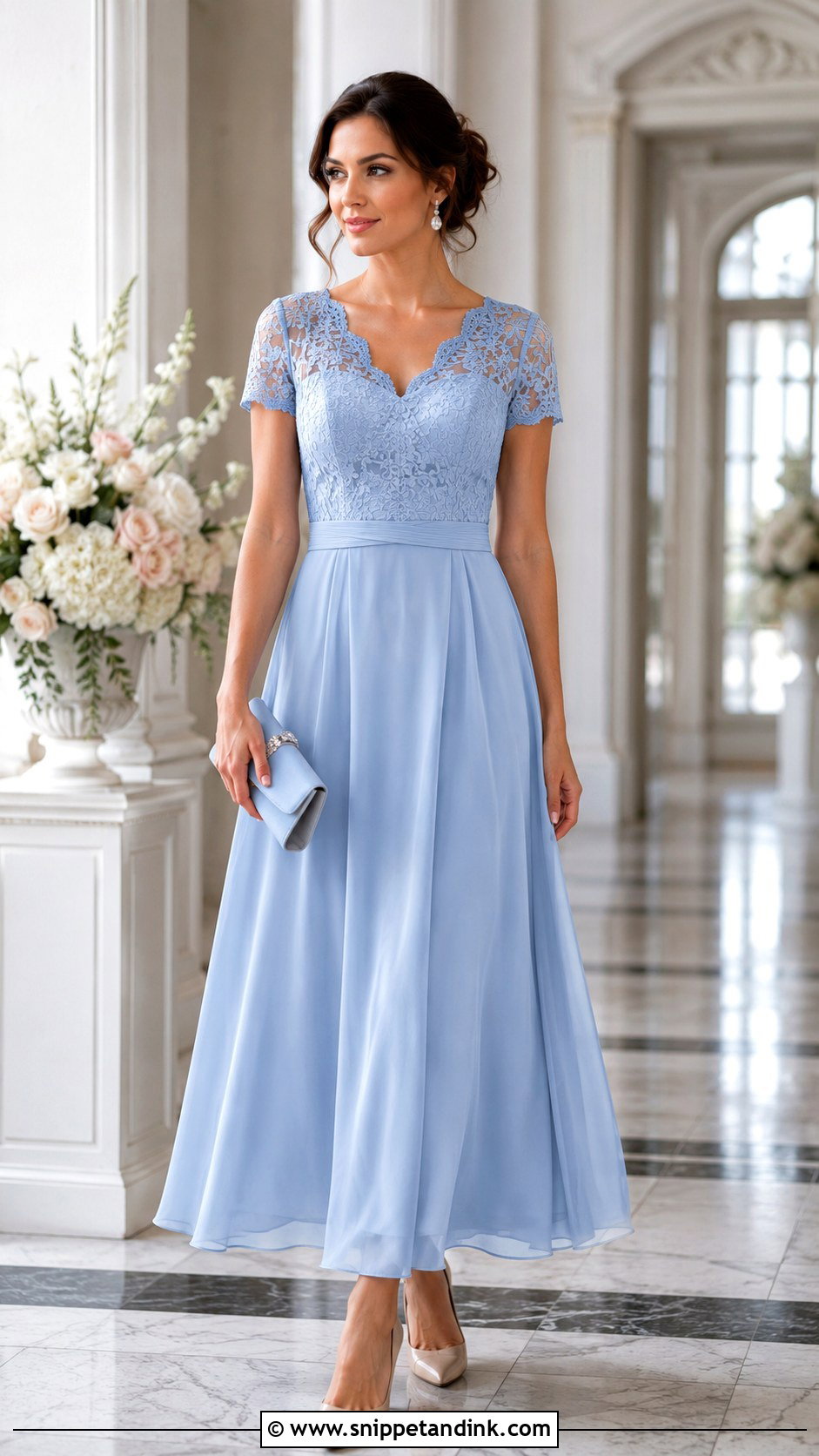 Light Blue Lace Overlay Maid of Honor Dress - Snippet and Ink - 20 Light Blue Maid of Honor Dress Ideas