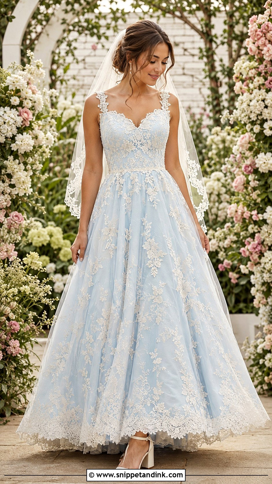 Light Blue Lace Wedding Dress - Snippet and Ink - 30 Light Blue Wedding Dress Ideas