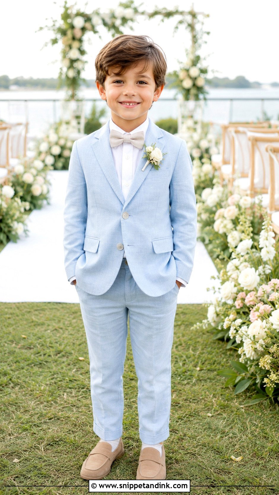 Light Blue Linen Ring Bearer Suit - Snippet and Ink - 20 Blue Ring Bearer Outfit Ideas