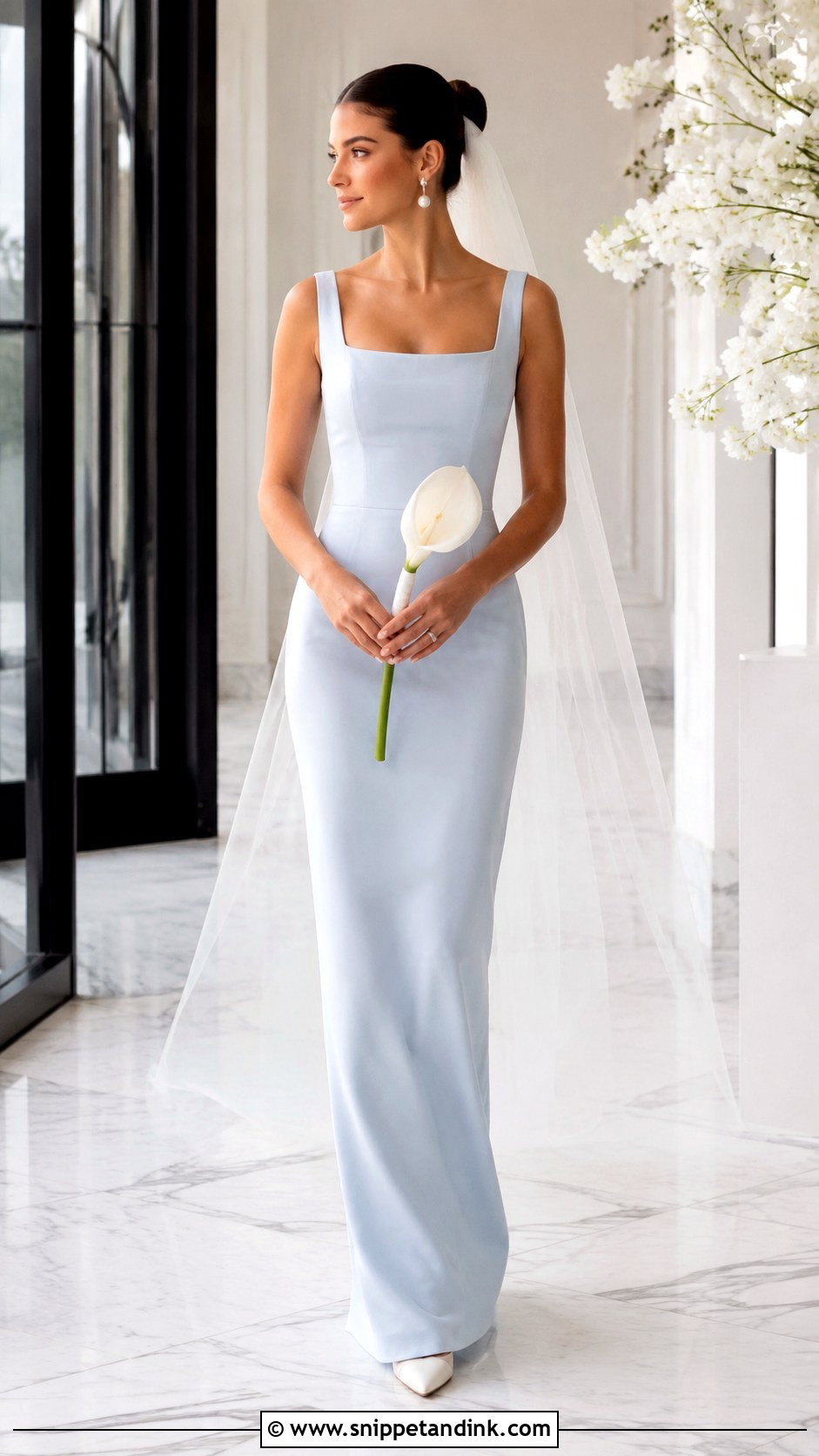 Light Blue Minimalist Column Wedding Dress - Snippet and Ink - 20 Light Blue Wedding Dress the Bride Ideas