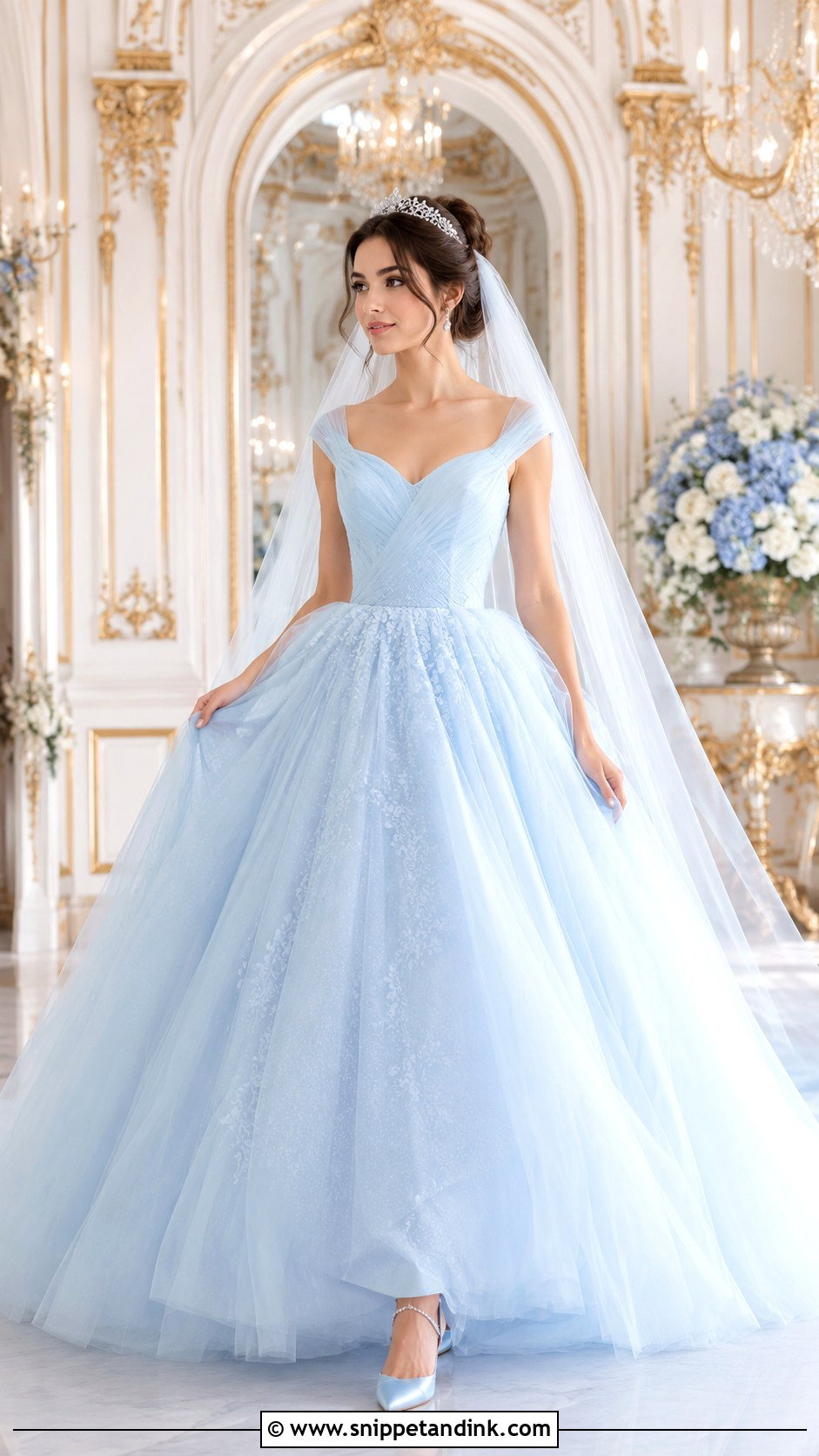 Light Blue Princess Wedding Dress - Snippet and Ink - 30 Light Blue Wedding Dress Ideas