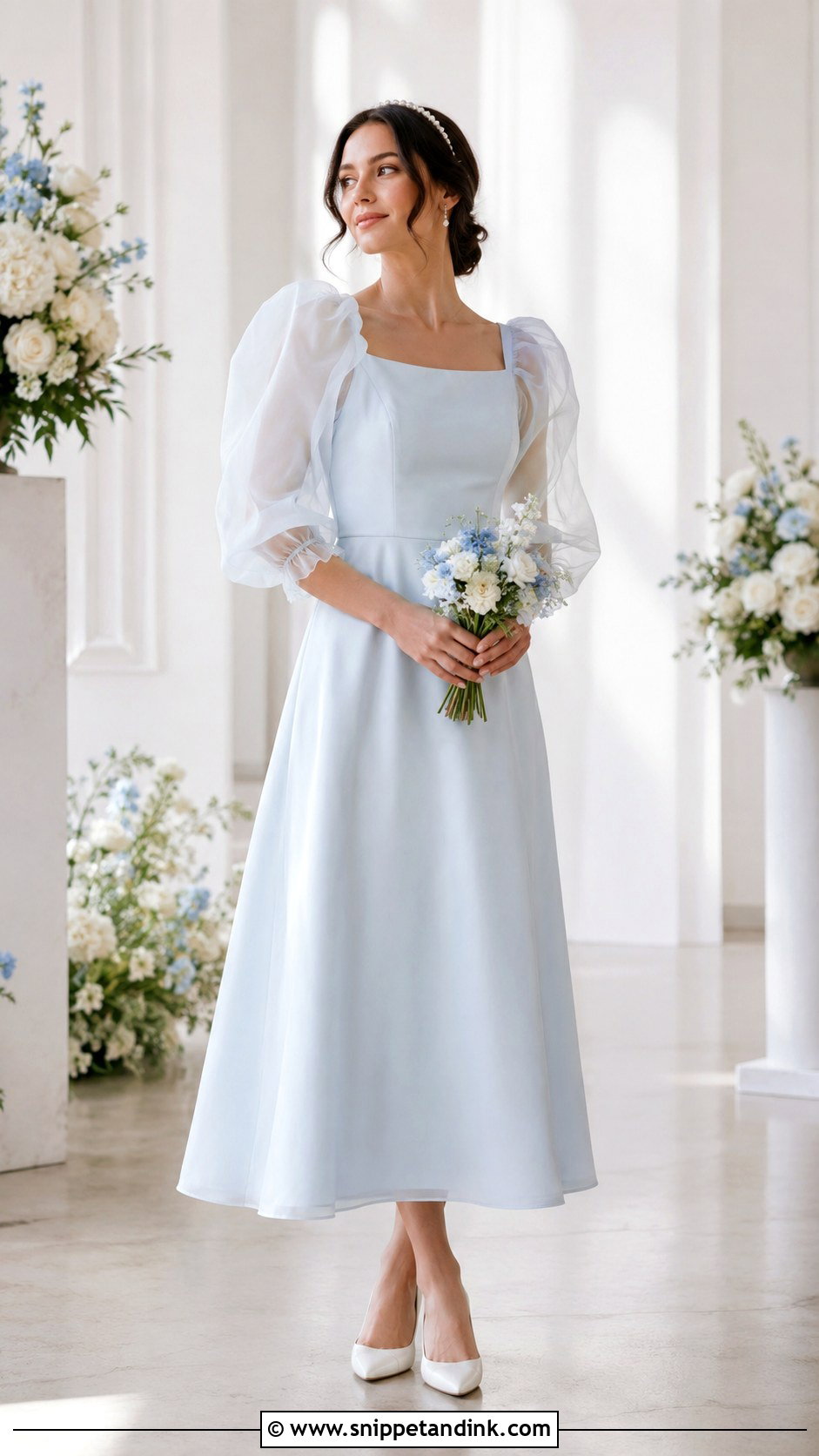 Light Blue Puff Sleeve Wedding Dress - Snippet and Ink - 20 Light Blue Wedding Dress the Bride Ideas
