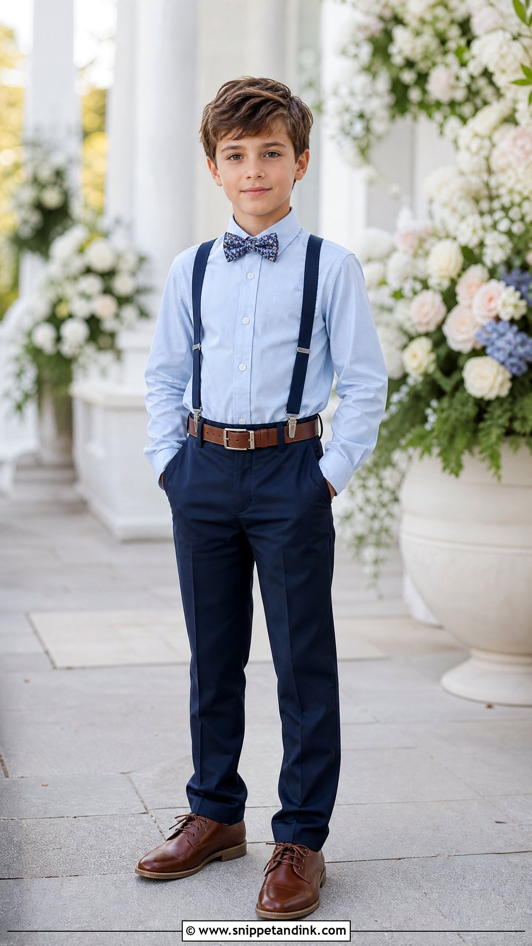 Light Blue Ring Bearer Shirt With Navy Pants - Snippet and Ink - 20 Ring Bearer Shirt Ideas