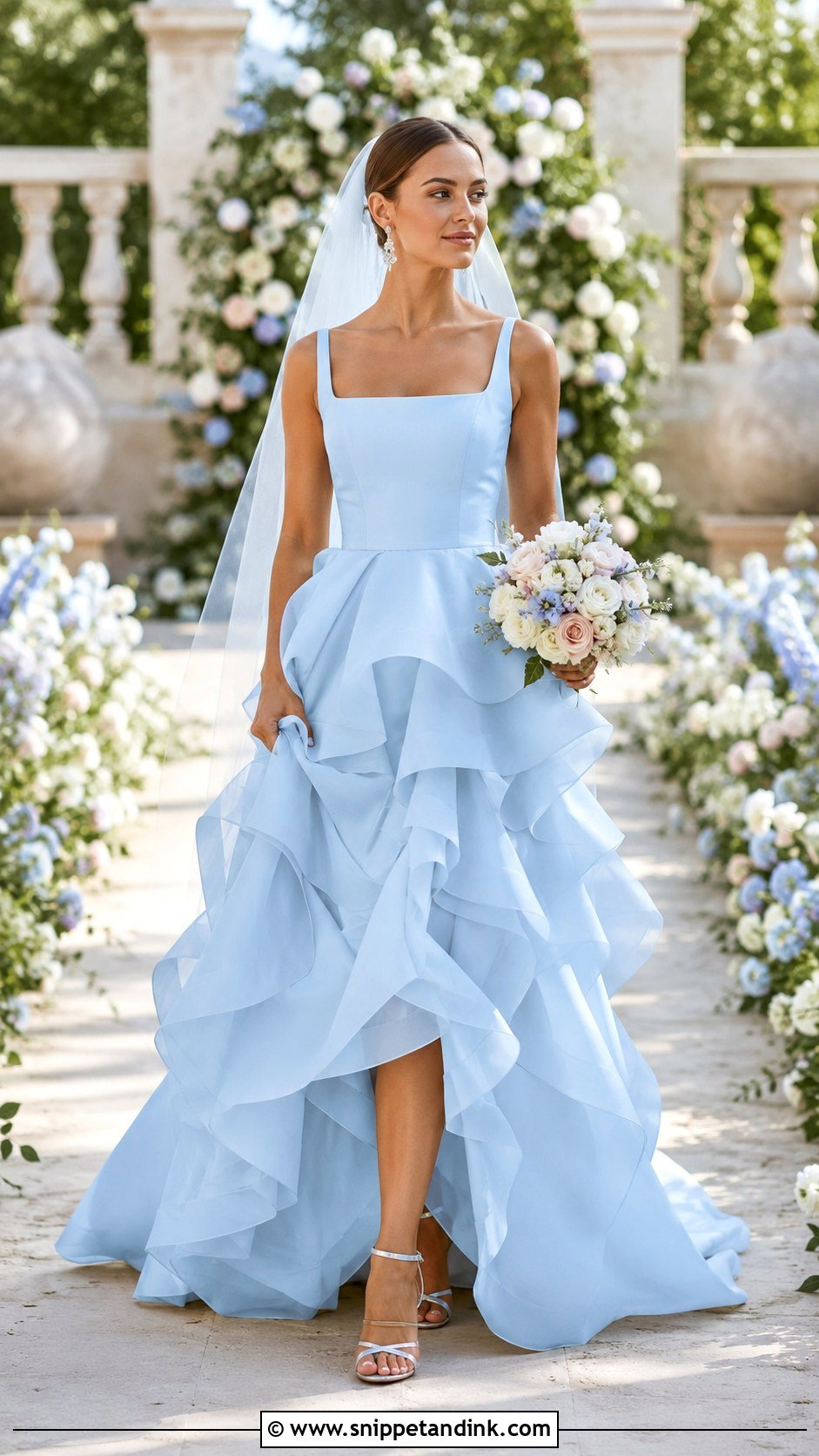 Light Blue Ruffle Wedding Dress - Snippet and Ink - 30 Light Blue Wedding Dress Ideas