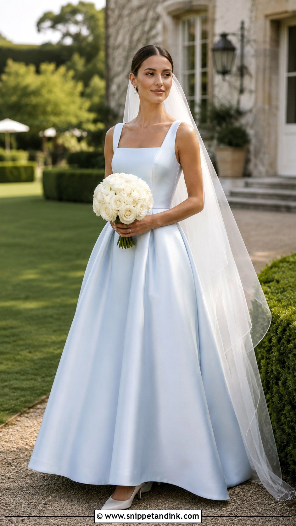 Light Blue Square Neck Wedding Dress - Snippet and Ink - 20 Light Blue Wedding Dress the Bride Ideas