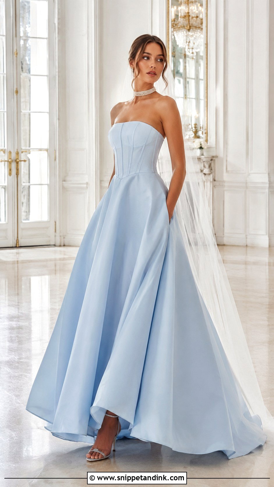Light Blue Strapless Wedding Dress - Snippet and Ink - 30 Light Blue Wedding Dress Ideas