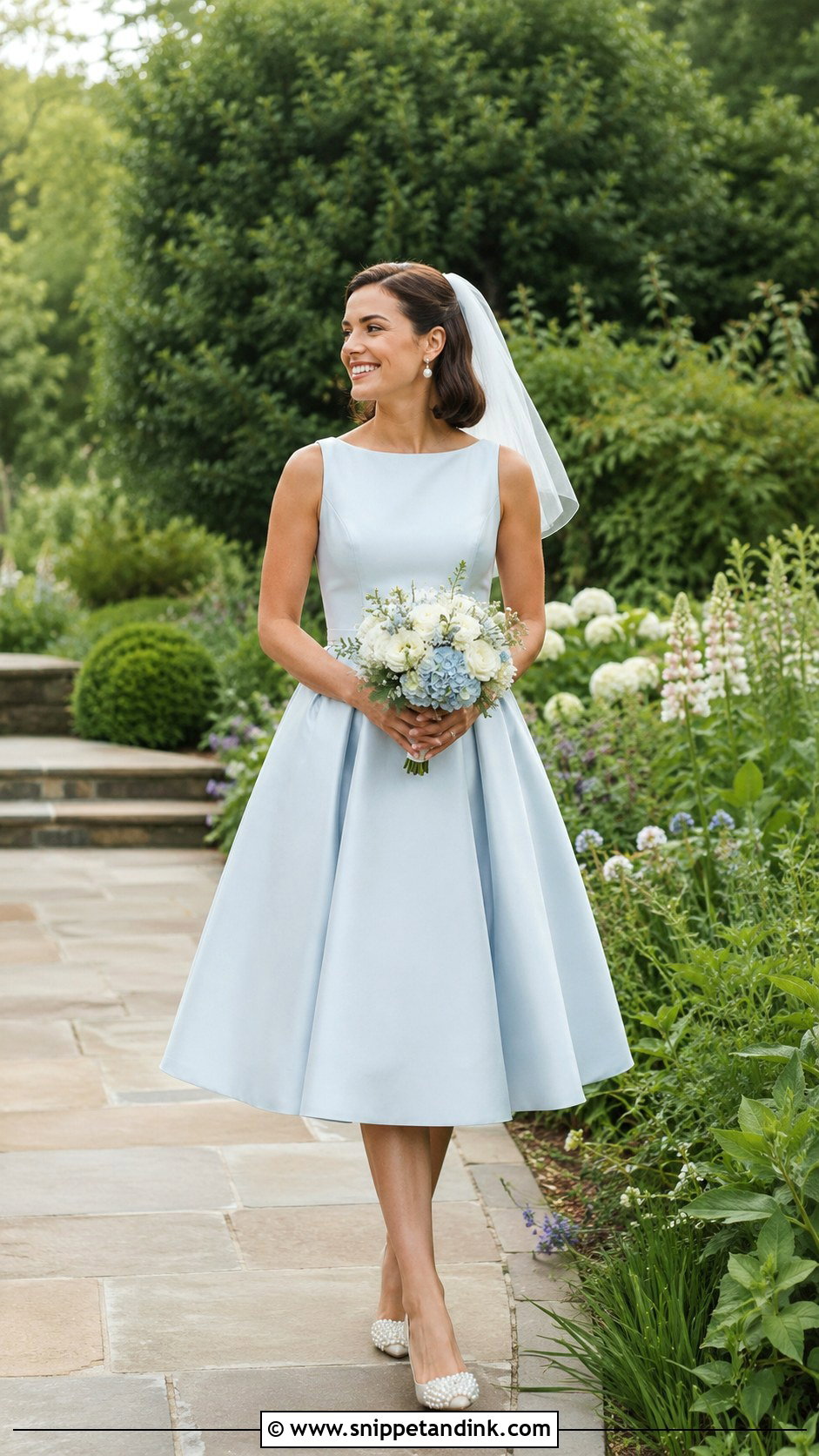 Light Blue Tea Length Wedding Dress - Snippet and Ink - 30 Light Blue Wedding Dress Ideas