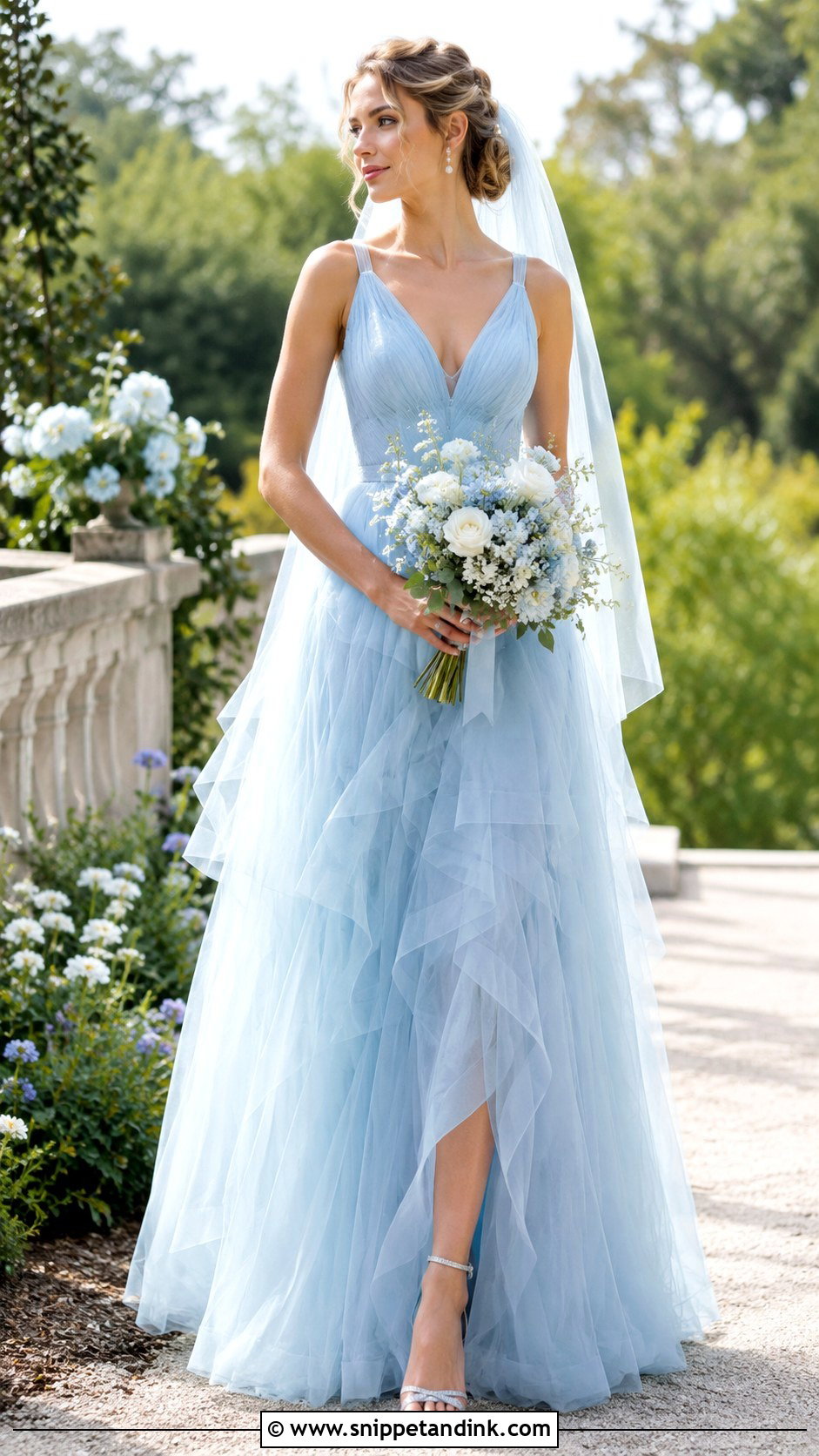 Light Blue Tulle Wedding Dress - Snippet and Ink - 25 Blue Wedding Dresses