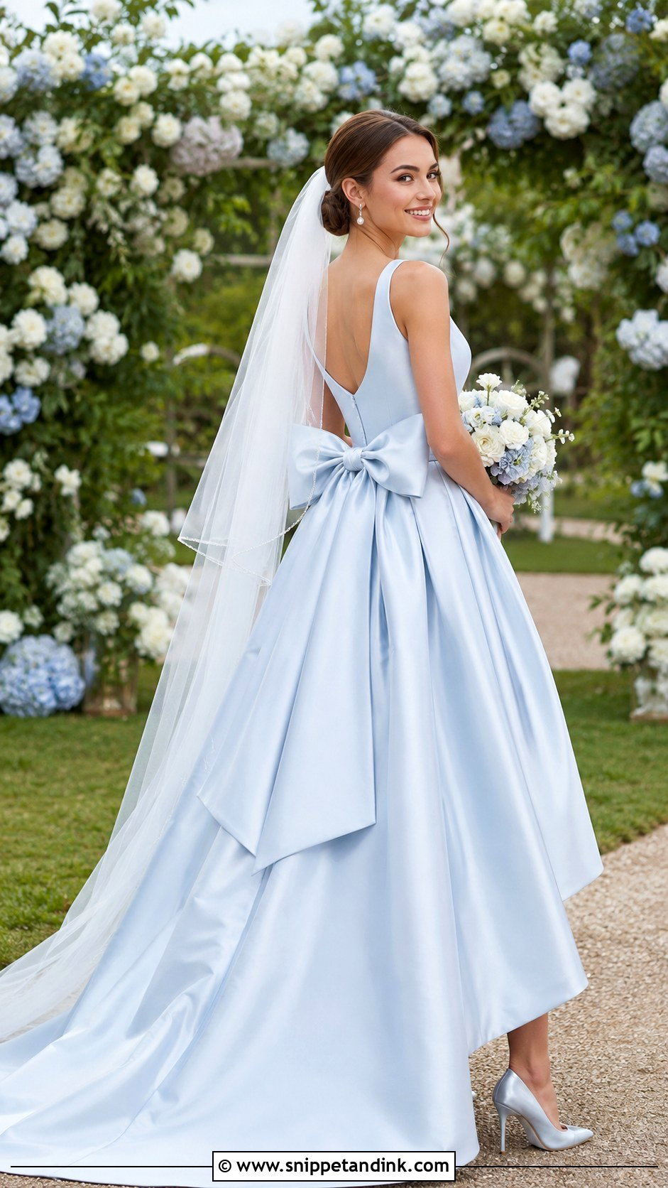 Light Blue Wedding Dress With Bow - Snippet and Ink - 30 Light Blue Wedding Dress Ideas