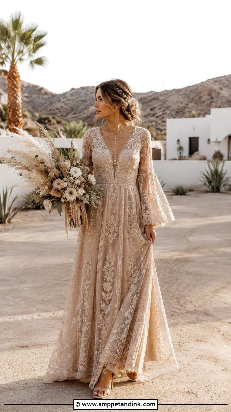 Light Brown Boho Wedding Dress - Snippet and Ink - 20 Brown Wedding Dresses