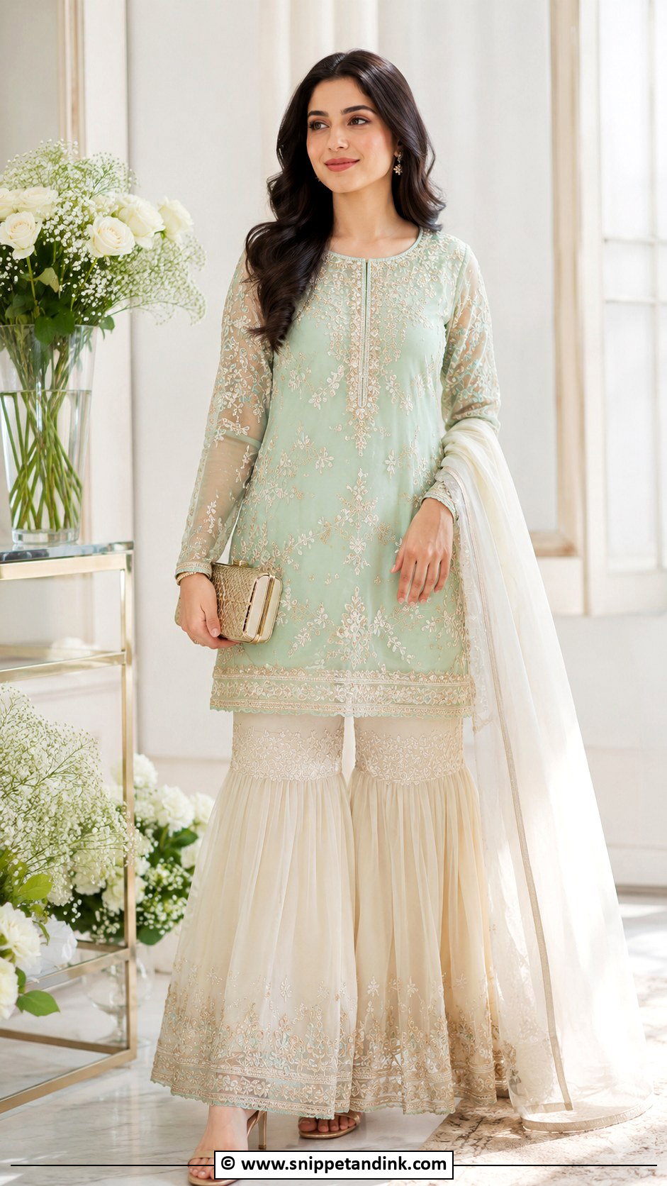 Light Embroidered Gharara Dress - Snippet and Ink - 25 Grara Dress Pakistani Wedding Ideas