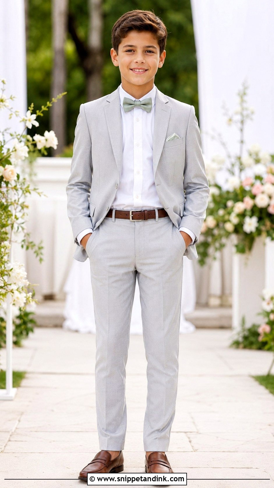 Light Gray Suit Boys Wedding Outfit - Snippet and Ink - 20 Boys Wedding Outfits