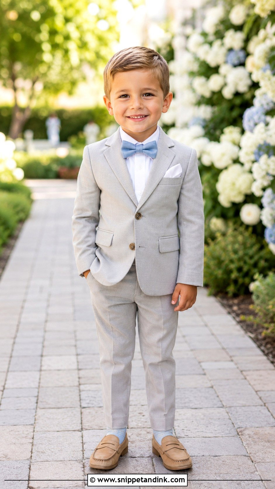 Light Gray Suit Little Boy Wedding Outfit - Snippet and Ink - 20 Little Boy Wedding Outfit Ideas