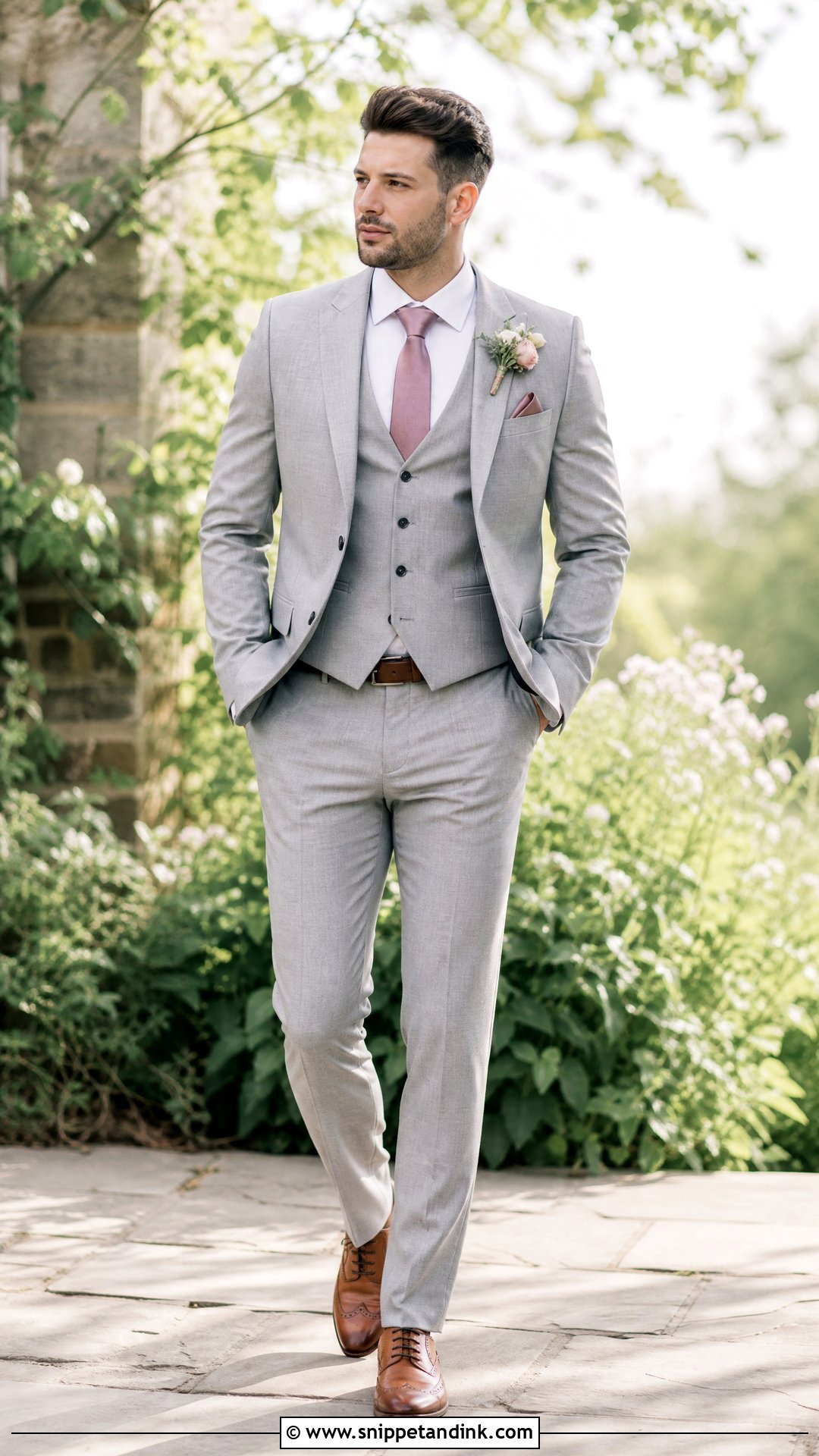 Light Gray Three Piece Wedding Suit - Snippet and Ink - 20 Three Piece Suit Wedding Ideas