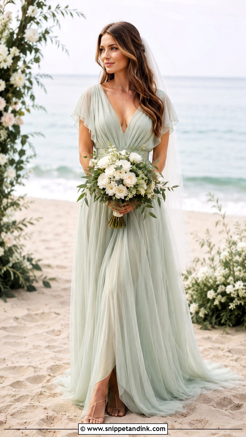 Light Green Chiffon Wedding Dress - Snippet and Ink - 25 Light Green Wedding Dress Ideas