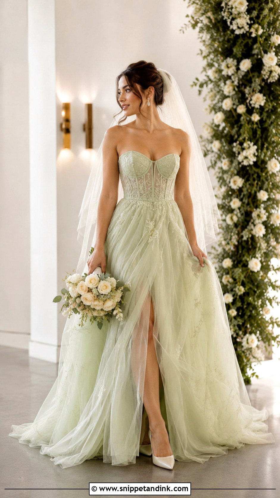 Light Green Corset Wedding Dress - Snippet and Ink - 25 Light Green Wedding Dress Ideas