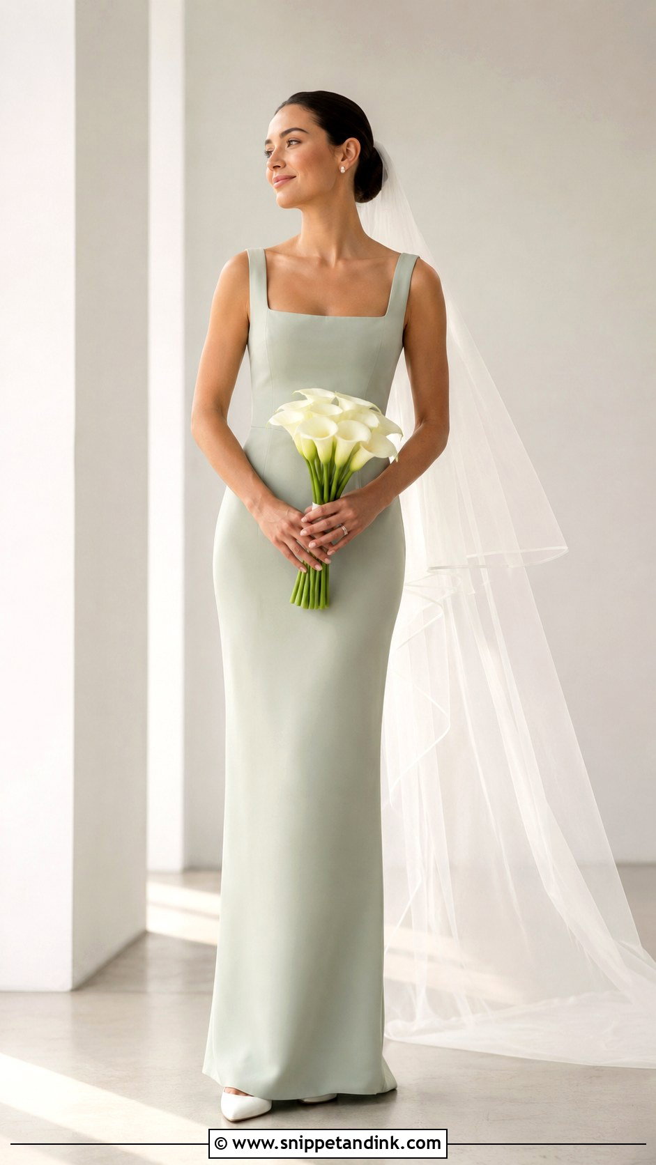 Light Green Minimal Wedding Dress - Snippet and Ink - 25 Light Green Wedding Dress Ideas