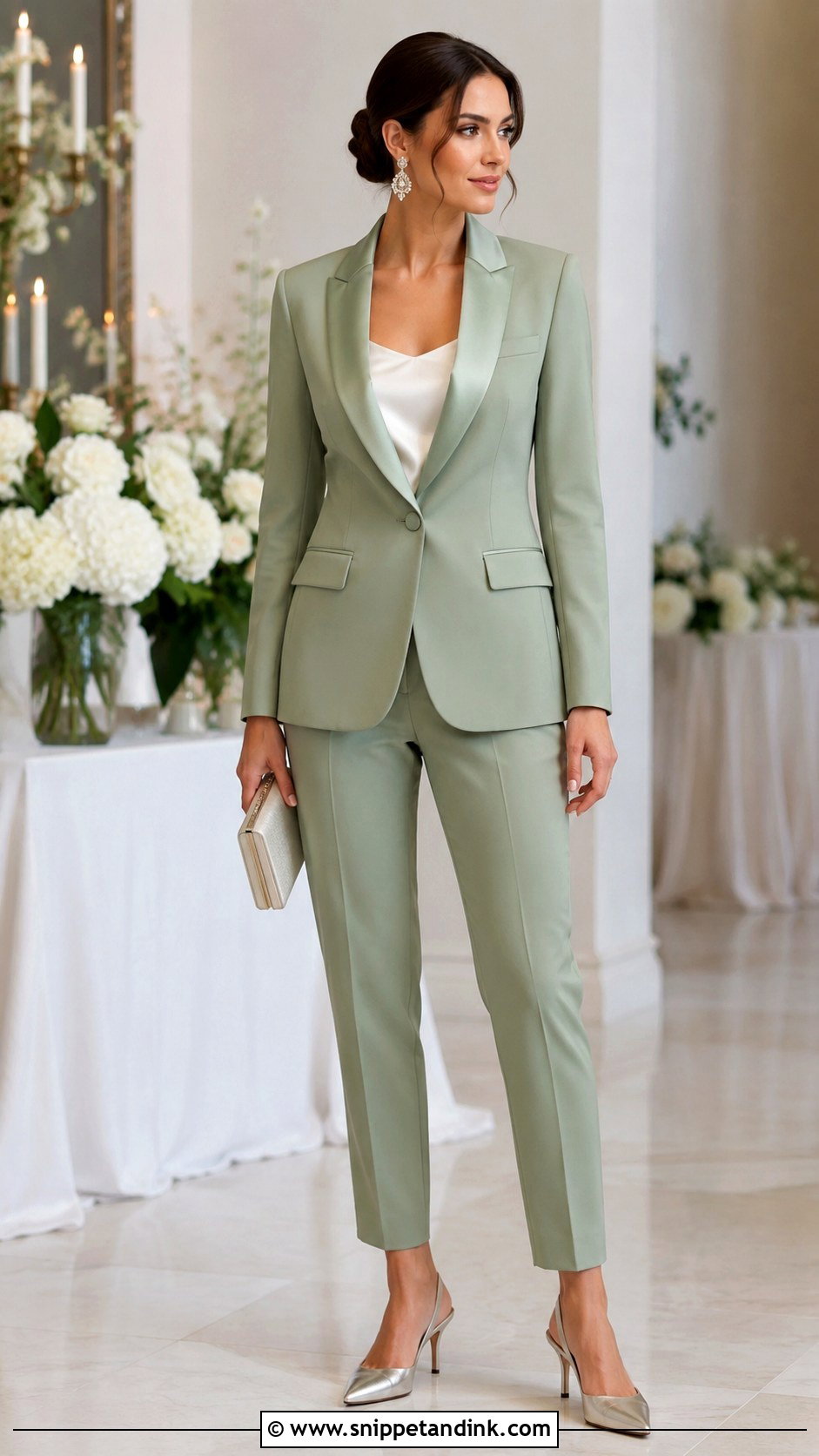 Light Green Satin Lapel Wedding Suit - Snippet and Ink - 20 Light Green Wedding Suit Ideas