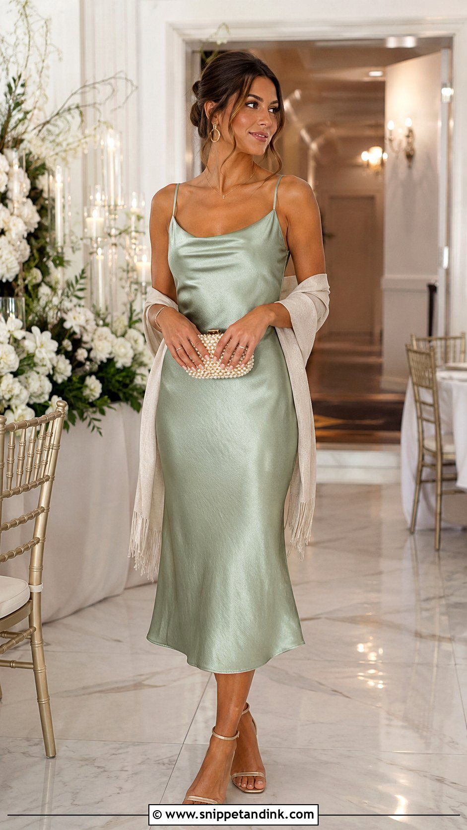 Light Green Satin Slip Dress Outfit - Snippet and Ink - 25 Light Green Dress Outfit Wedding Ideas