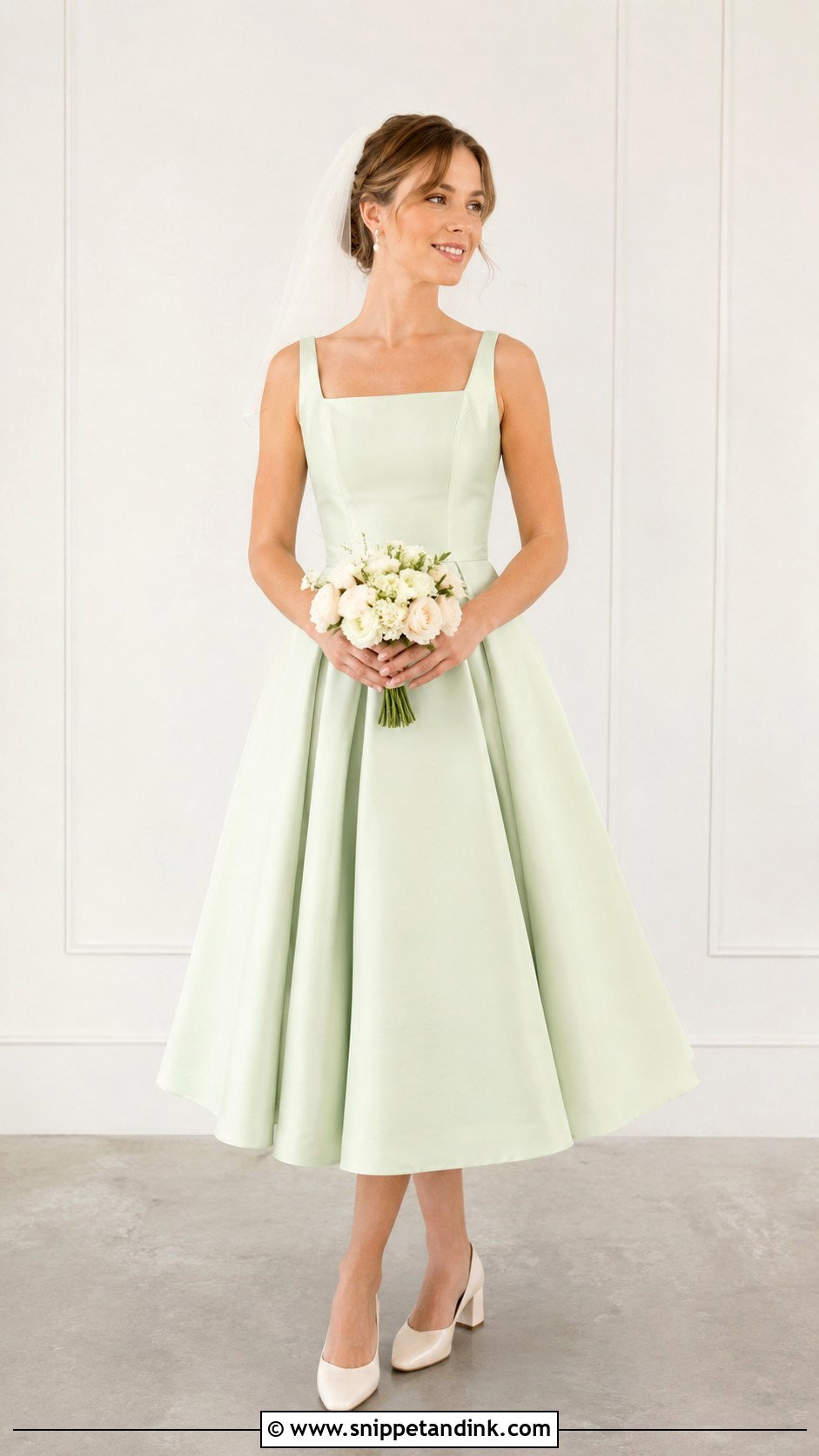Light Green Tea Length Wedding Dress - Snippet and Ink - 25 Light Green Wedding Dress Ideas