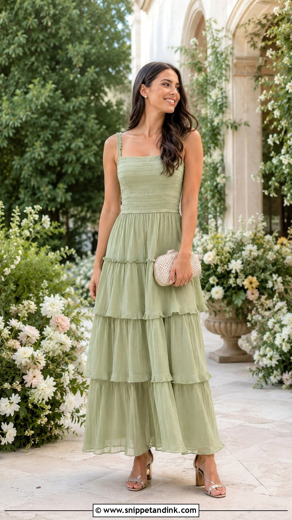 Light Green Tiered Dress Outfit - Snippet and Ink - 25 Light Green Dress Outfit Wedding Ideas