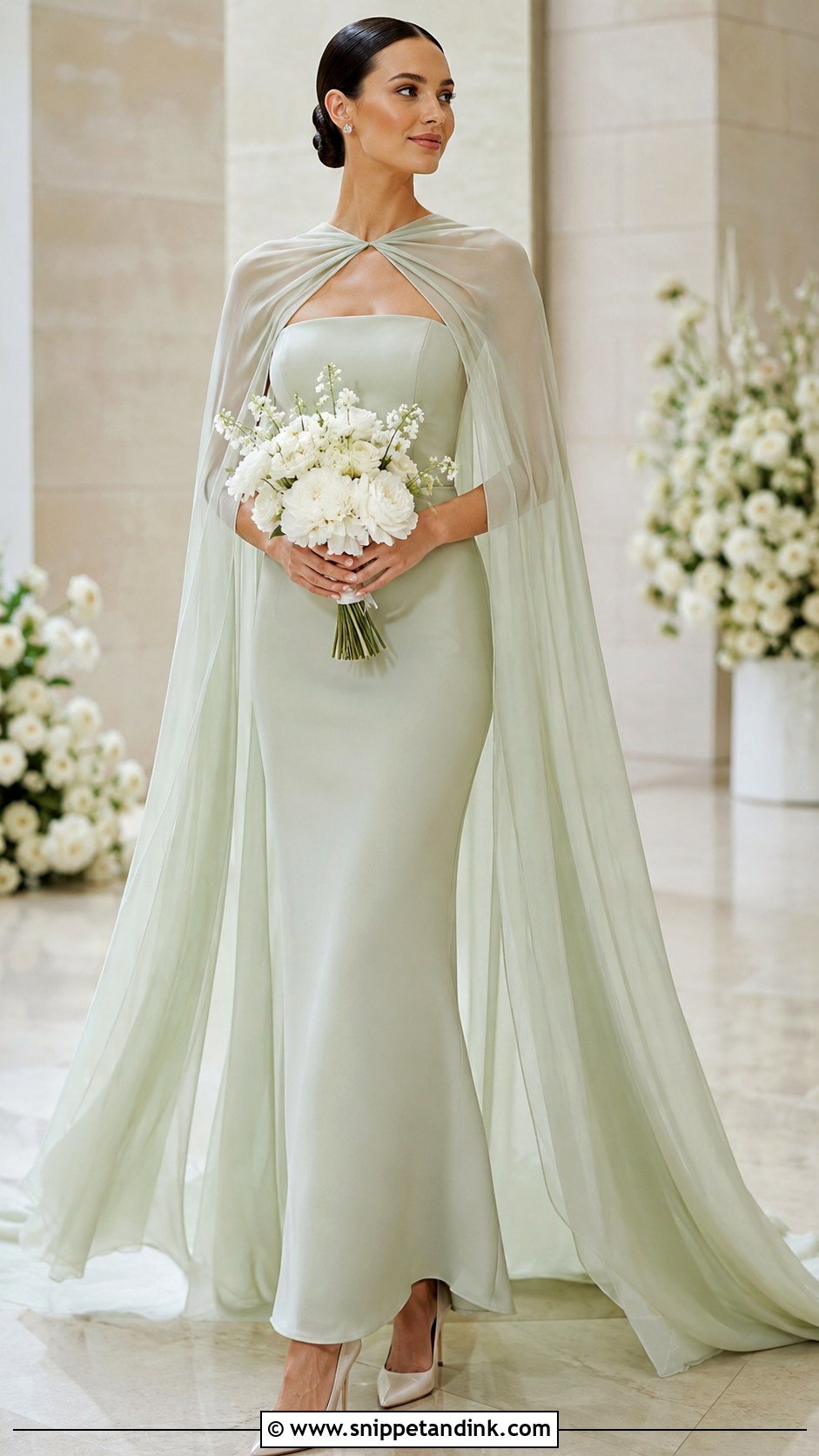 Light Green Wedding Dress With Cape - Snippet and Ink - 25 Light Green Wedding Dress Ideas