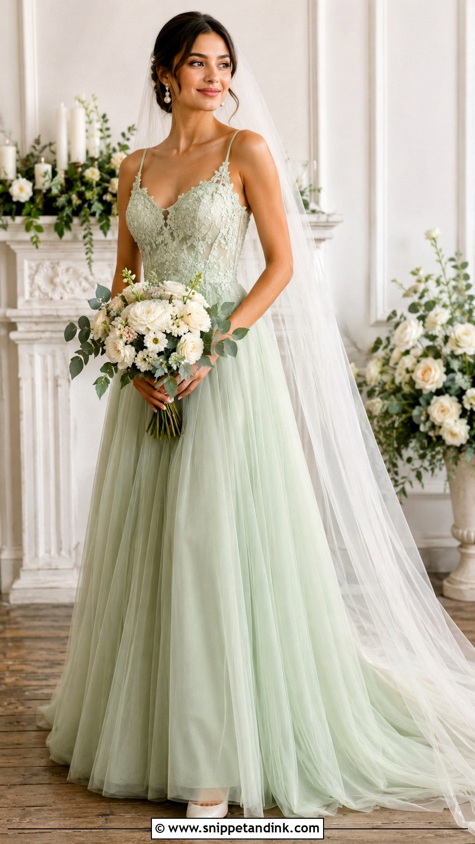 Light Green Wedding Dress With Veil - Snippet and Ink - 25 Light Green Wedding Dress Ideas