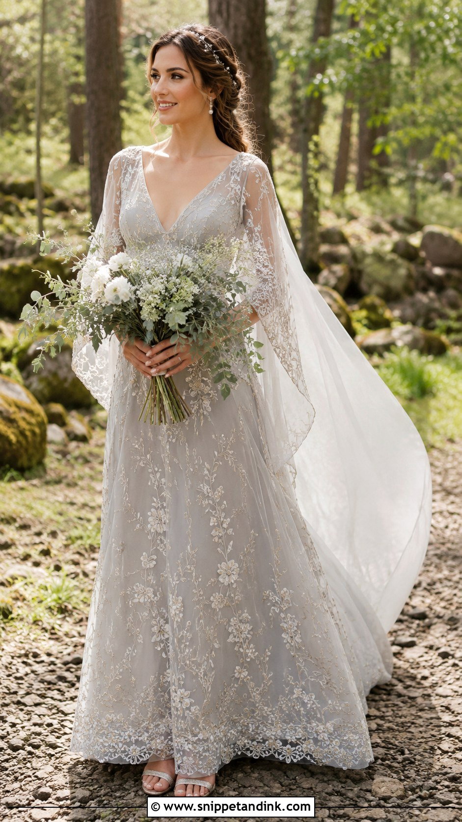 Light Grey Boho Wedding Dress - Snippet and Ink - 20 Light Grey Wedding Dress Ideas