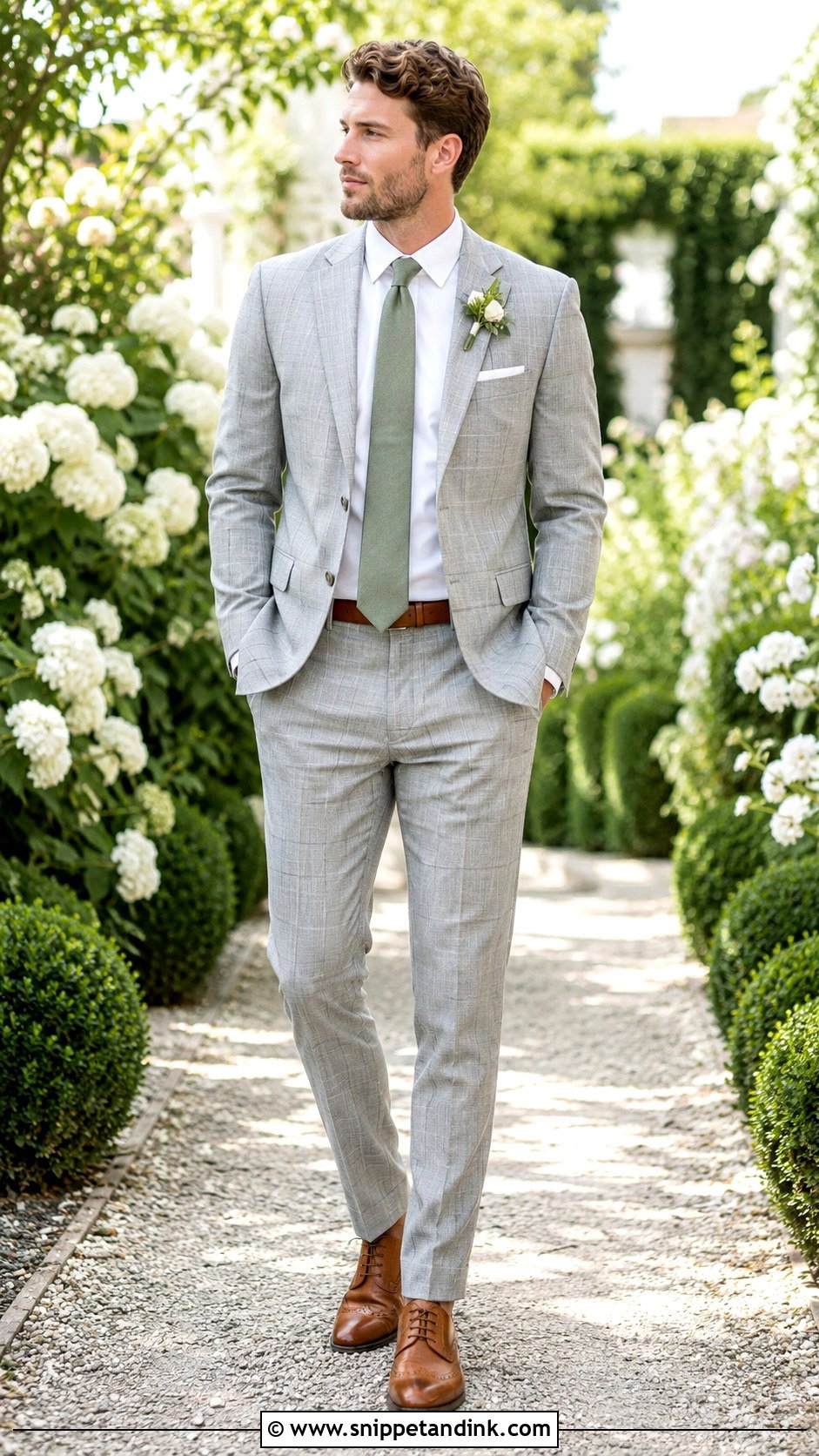 Light Grey Check Wedding Suit For Garden Wedding - Snippet and Ink - 20 Light Grey Suits Wedding