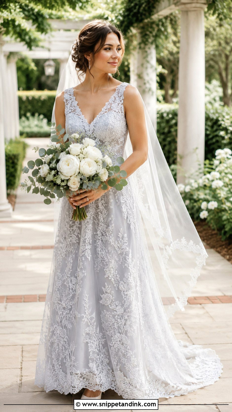 Light Grey Lace A Line Wedding Dress - Snippet and Ink - 20 Light Grey Wedding Dress Ideas