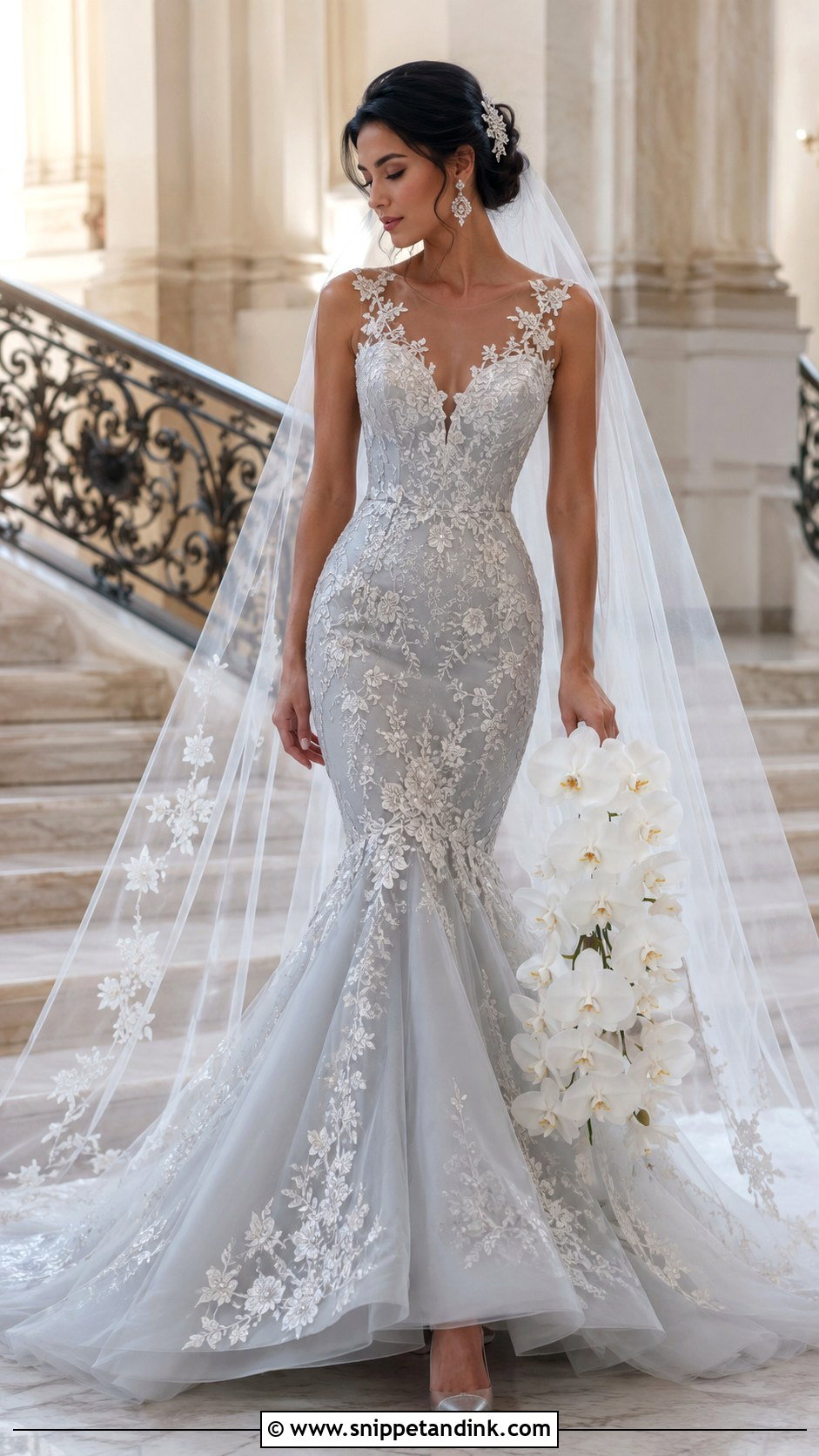 Light Grey Mermaid Wedding Dress - Snippet and Ink - 20 Light Grey Wedding Dress Ideas